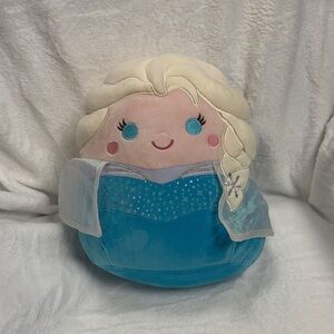Frozen Elsa Squishmallow Plush Doll with Blue Dress and Blonde Hair